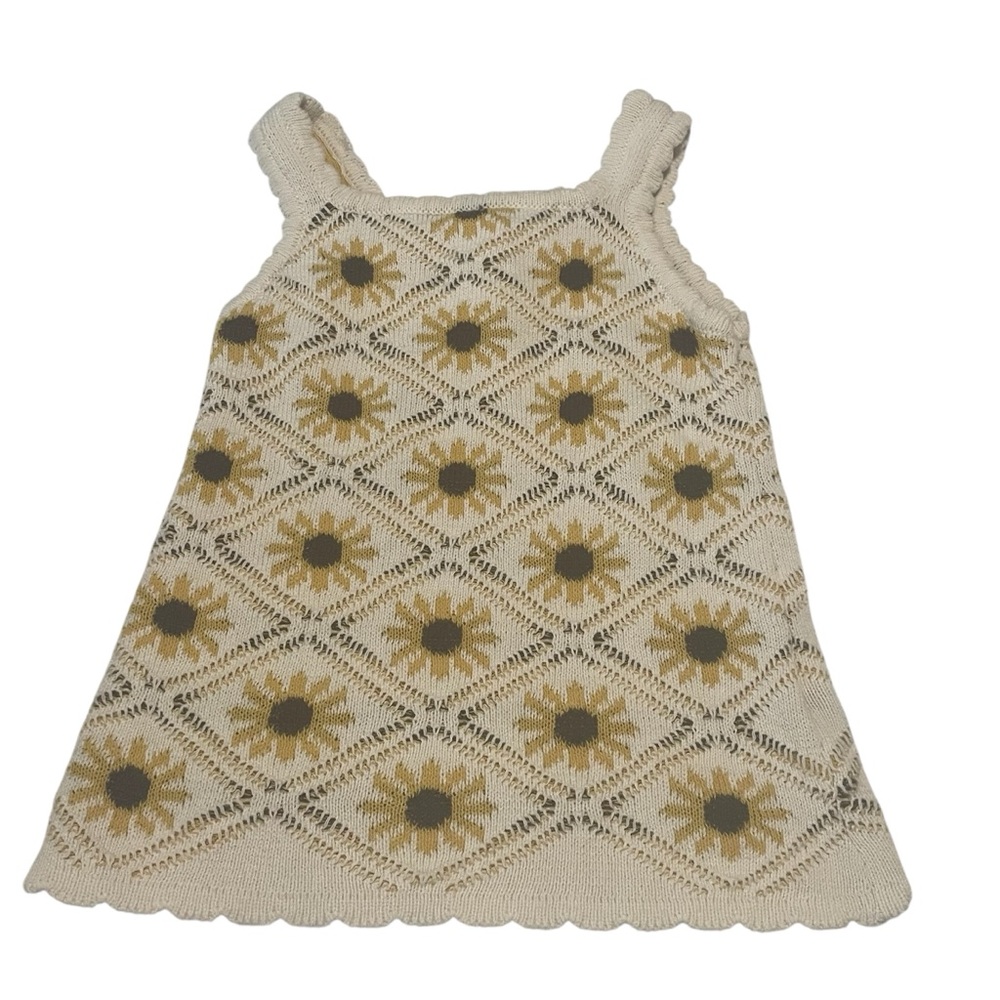 Jessica Simpson Yellow and Brown Knit Sunflower Tank Sweater - 4T